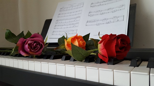 ピアノとバラ