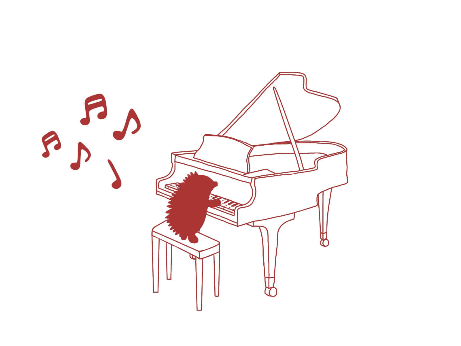 ピアノを弾くハリネズミイラスト