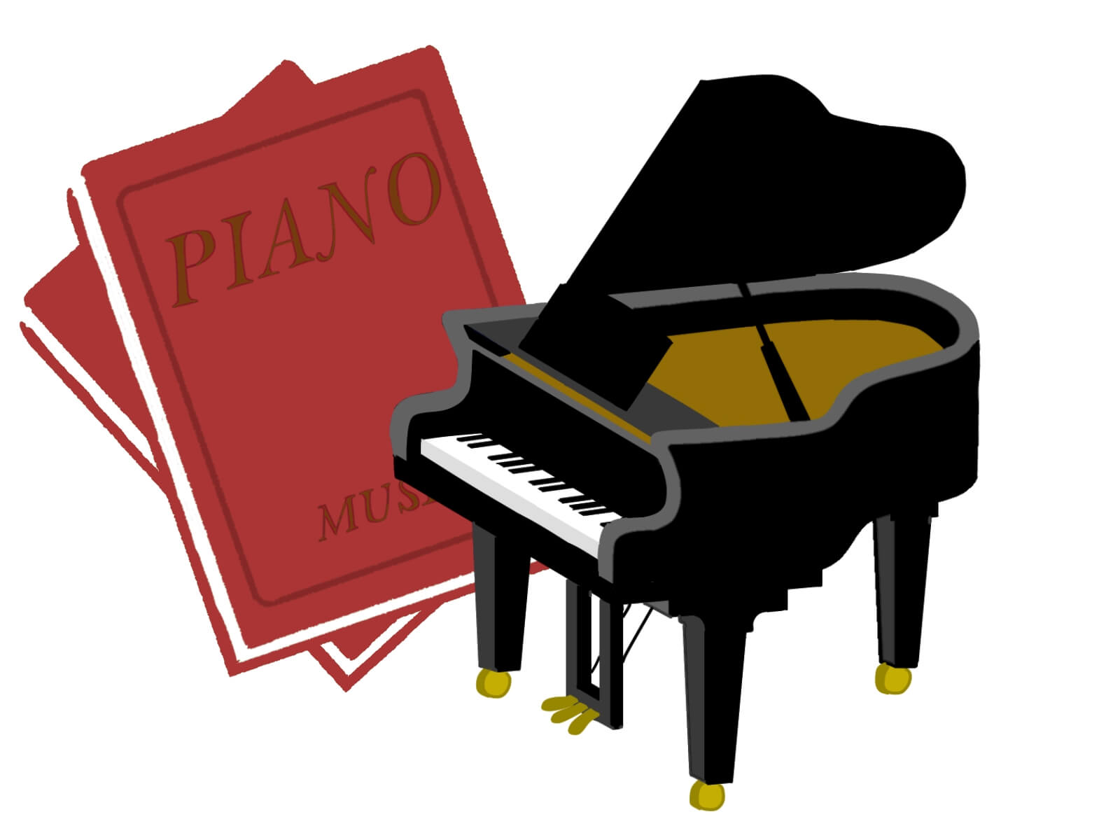 ピアノと赤い楽譜イラスト